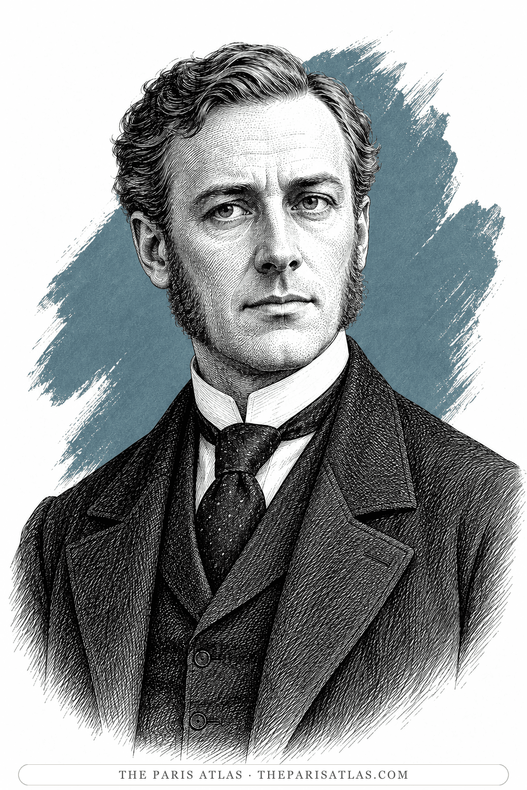 Illustrated portrait of Phileas Fogg