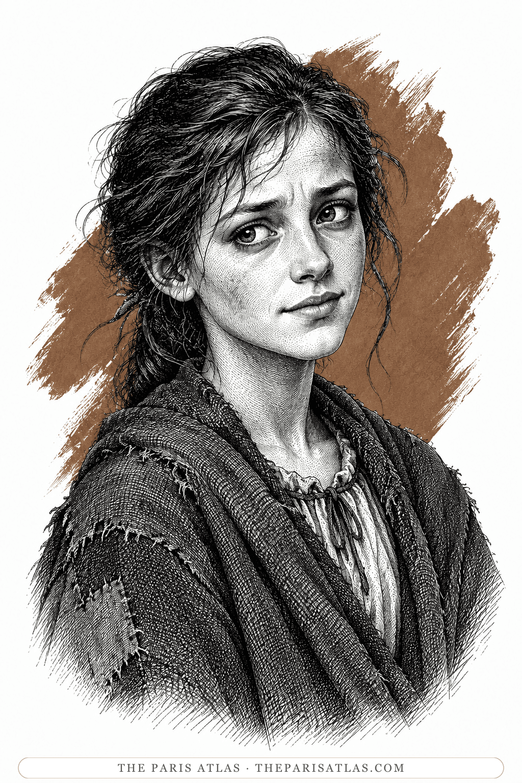 Illustrated portrait of Éponine Thénardier
