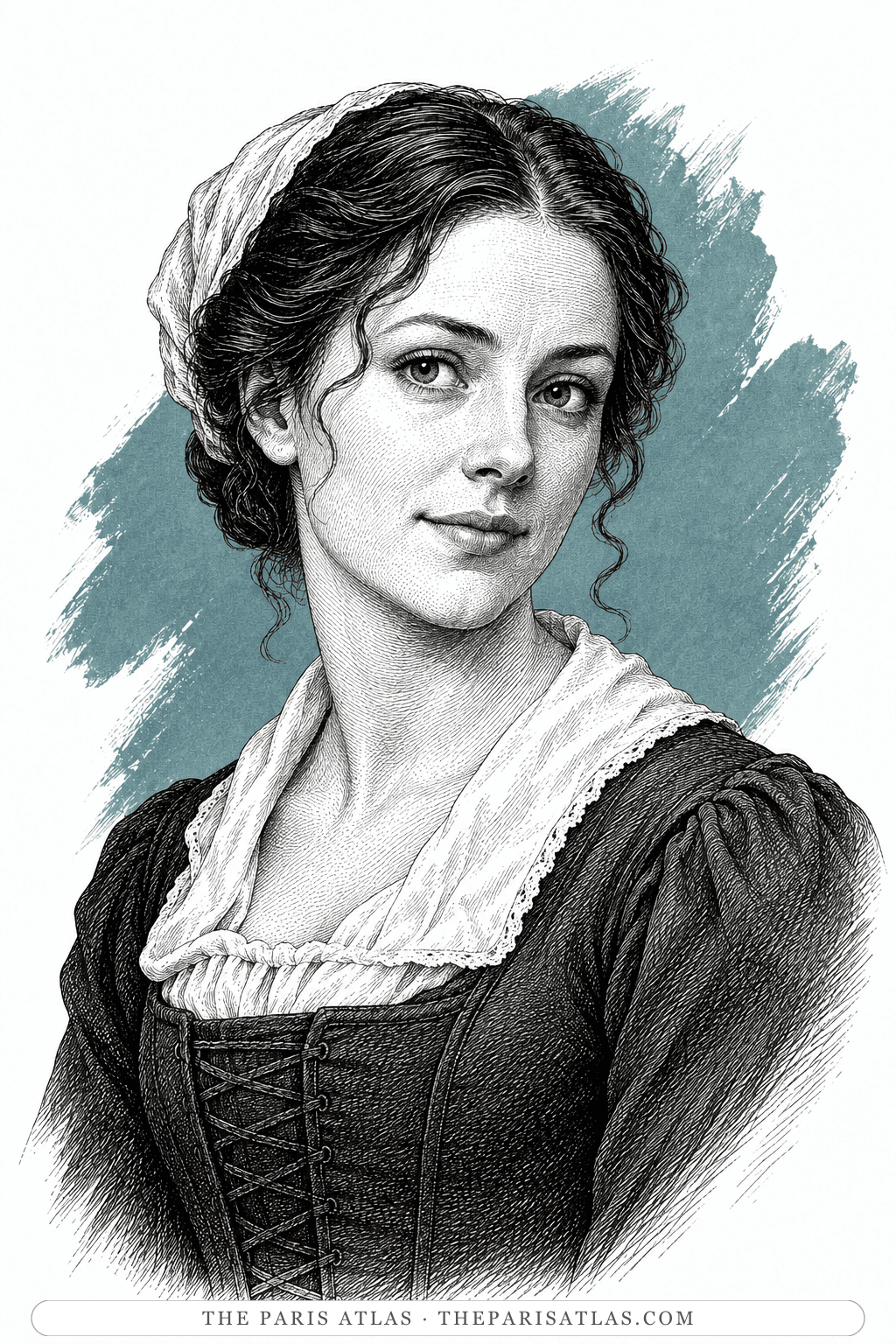 Illustrated portrait of Constance Bonacieux