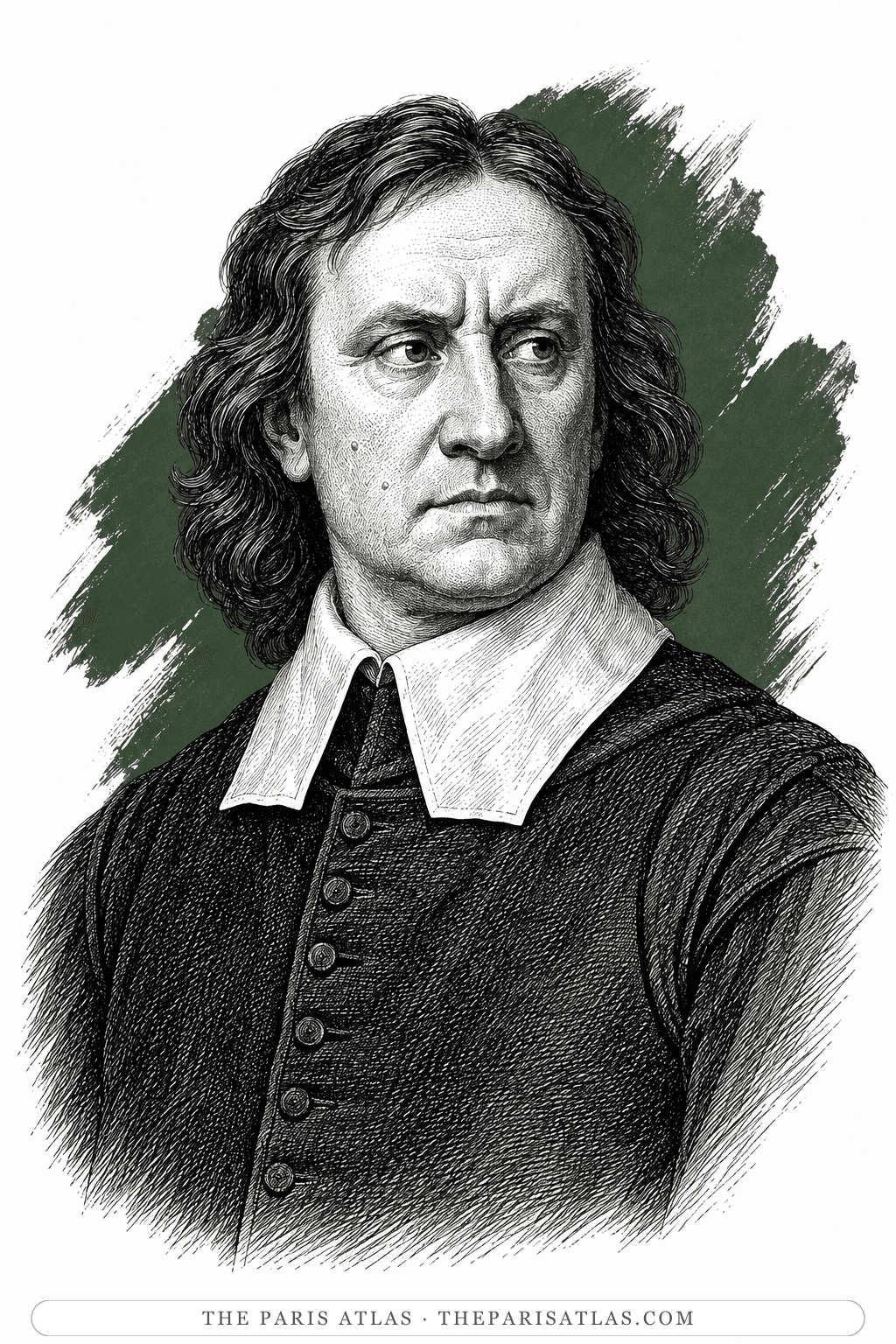Illustrated portrait of Oliver Cromwell