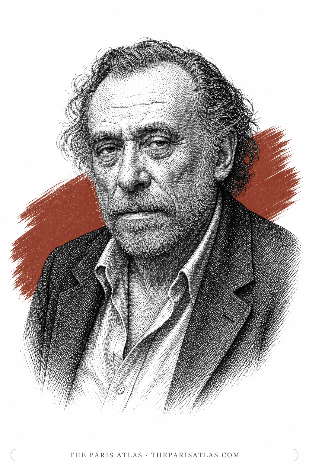 Illustrated portrait of Charles Bukowski